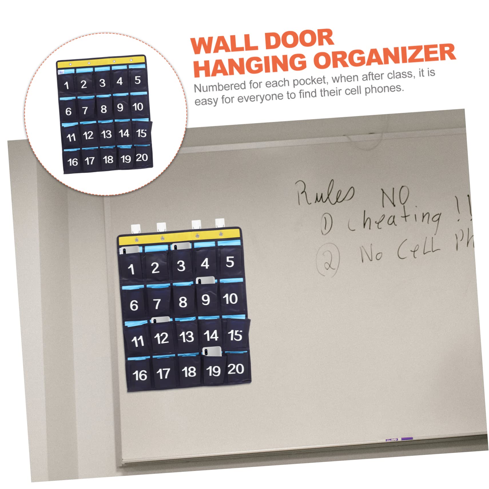 NUOBESTY Numbered Pocket Chart Organizer for Classroom 20 Pockets Hanging Chart Organizer Wall Door Storage Holders for Cell Phones Calculators Classroom Office Home Supplies - Image 2