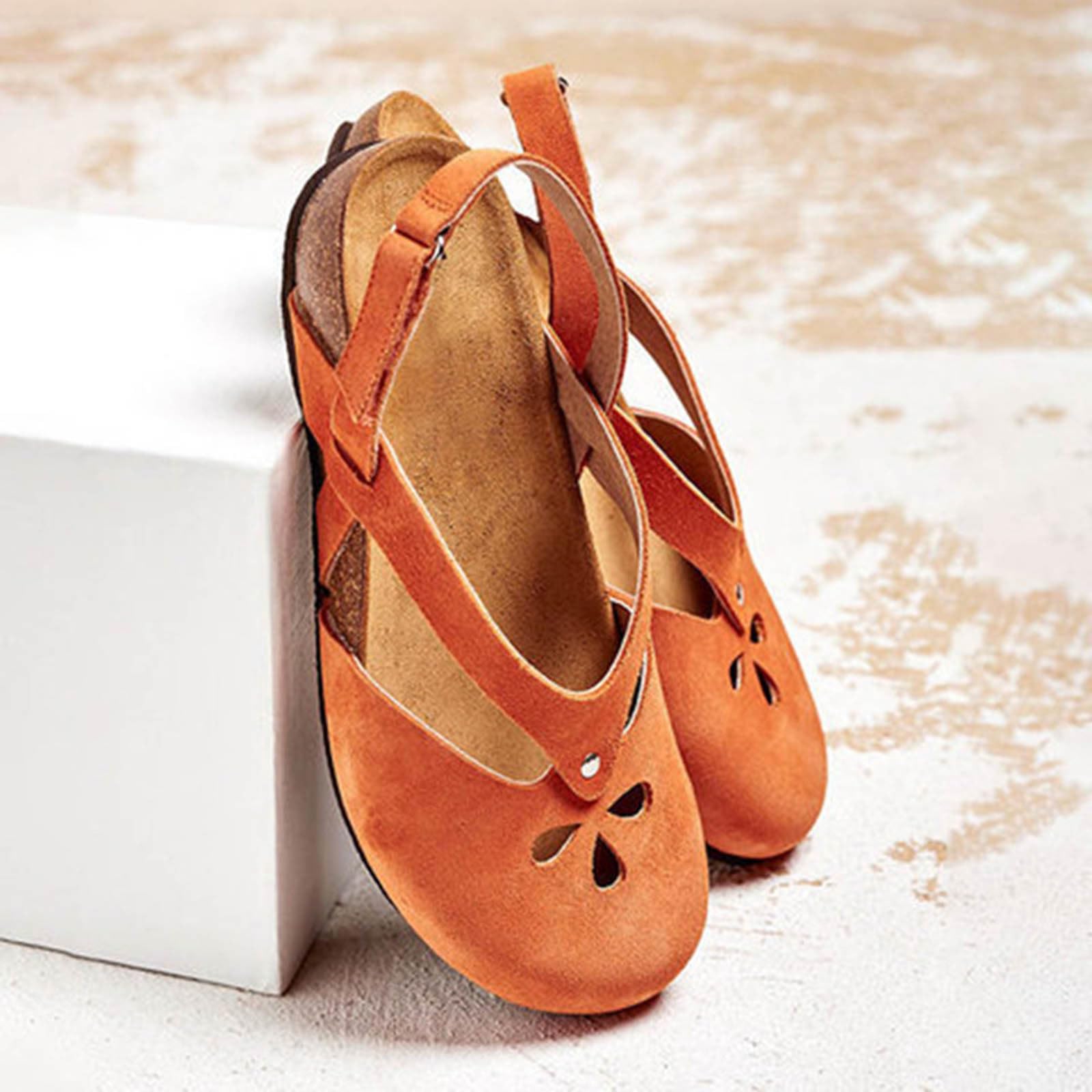 HAOLEI Zapatos Verano Mujer,Sandalias Mujer Comodas Hueco Sandalias Ajustable con Hebilla Casual Sandalia de Planas con Punta Cerrada Moda Minimalismo Zapatillas Comodas de La Playa
