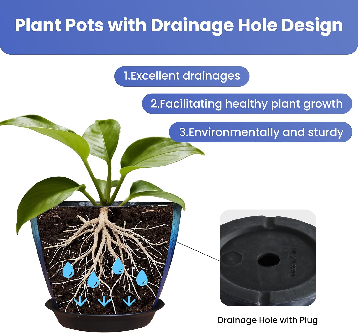Plant Pots Pack of 4, 8 inch Plastic Flower Pots, Modern Glossy Finishing Planter for Indoor Outdoor Plants (Orange Glaze, 4 Pack) image 4