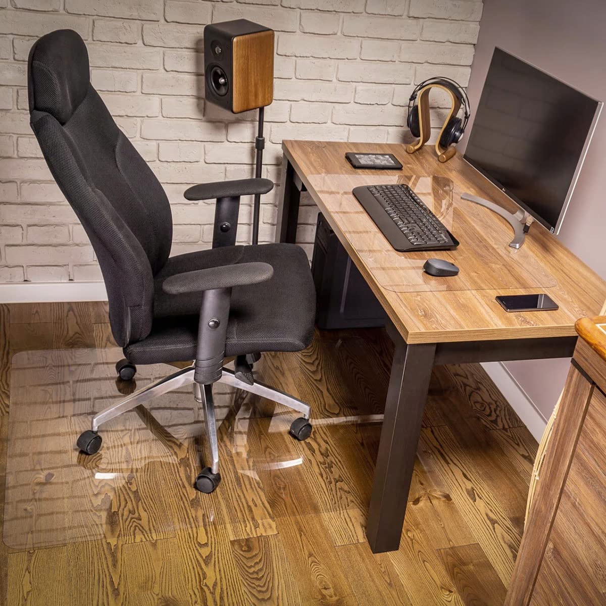 RostiKong Clear Desk Pad Protector 24'' x 36'' Large Transparent Office Desk Mat Blotter on Top of Desks Laptop Computer Keyboard PVC Vinyl Desk Pad Waterproof Desktop Writing Mat Cover with Mouse Pad