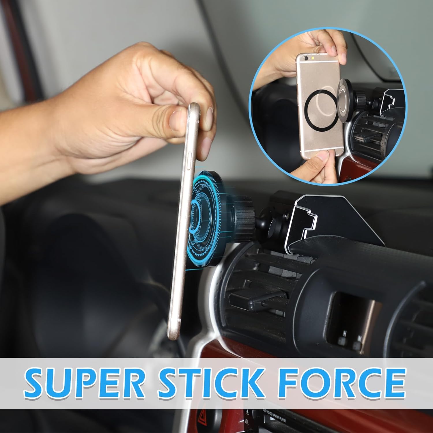 Car Vacuum Magnetic Suction Phone Holder Compatible with Toyota FJ Cruiser 2007-2021 Hands-Free Suction Cup Mobile Phone Mount Dashboard Clip Air Vent Panel Cell Phones Bracket Rotatable Accessories