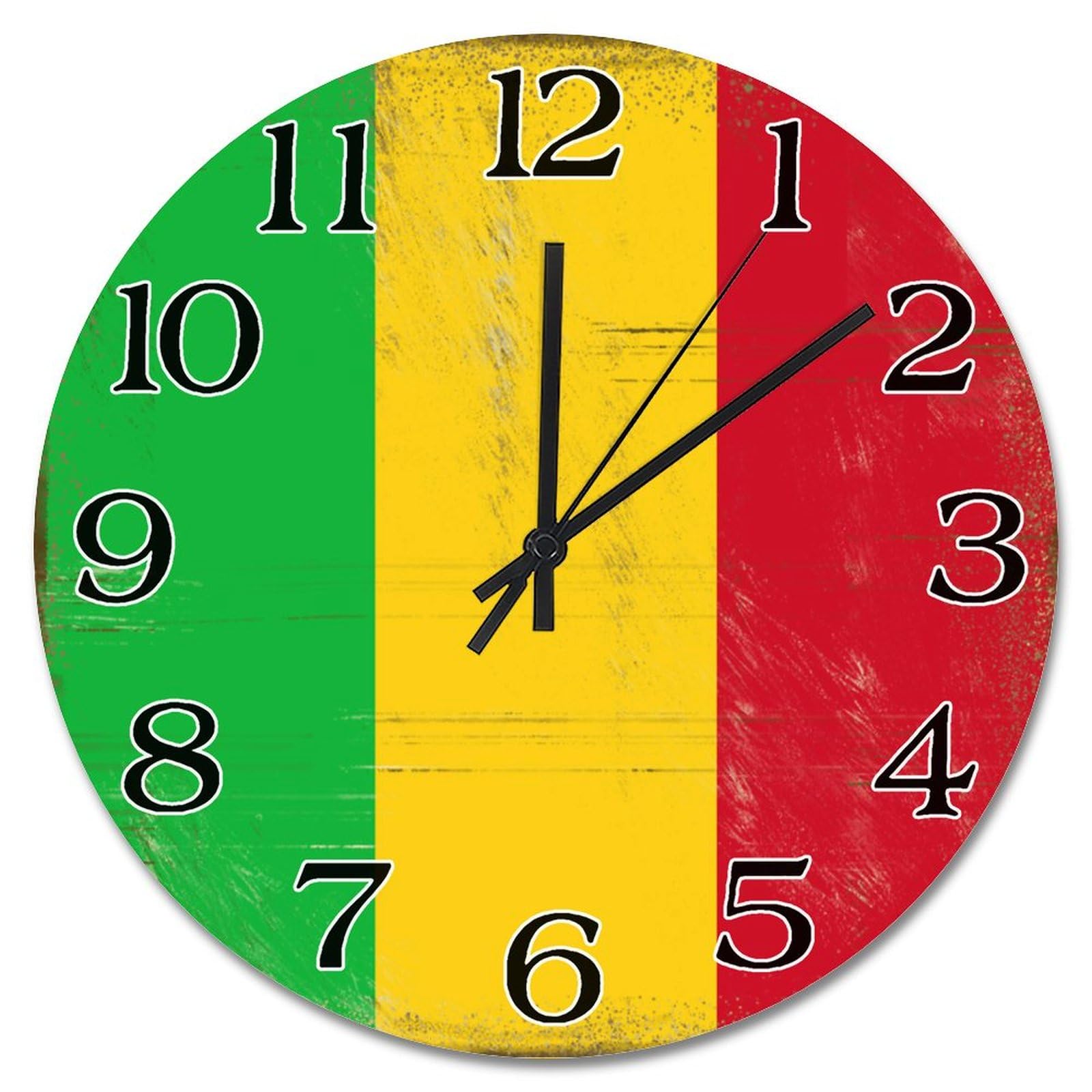 Horloge murale Mali silencieuse sans tic-tac en bois de 25,4 cm