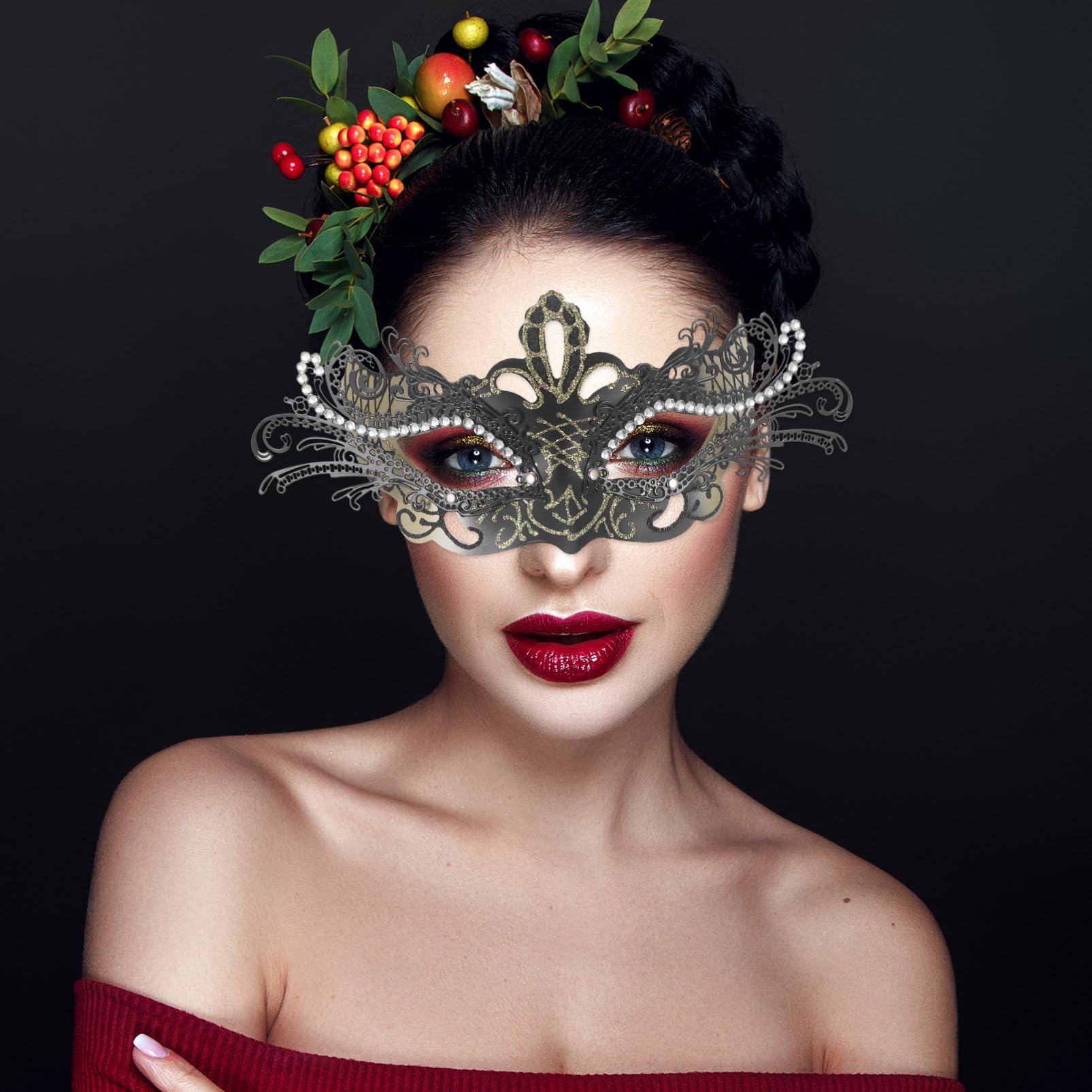 Healvian 4 Pezzi Maschera Mascherate Metallo per Accessorio per Halloween e Festivi