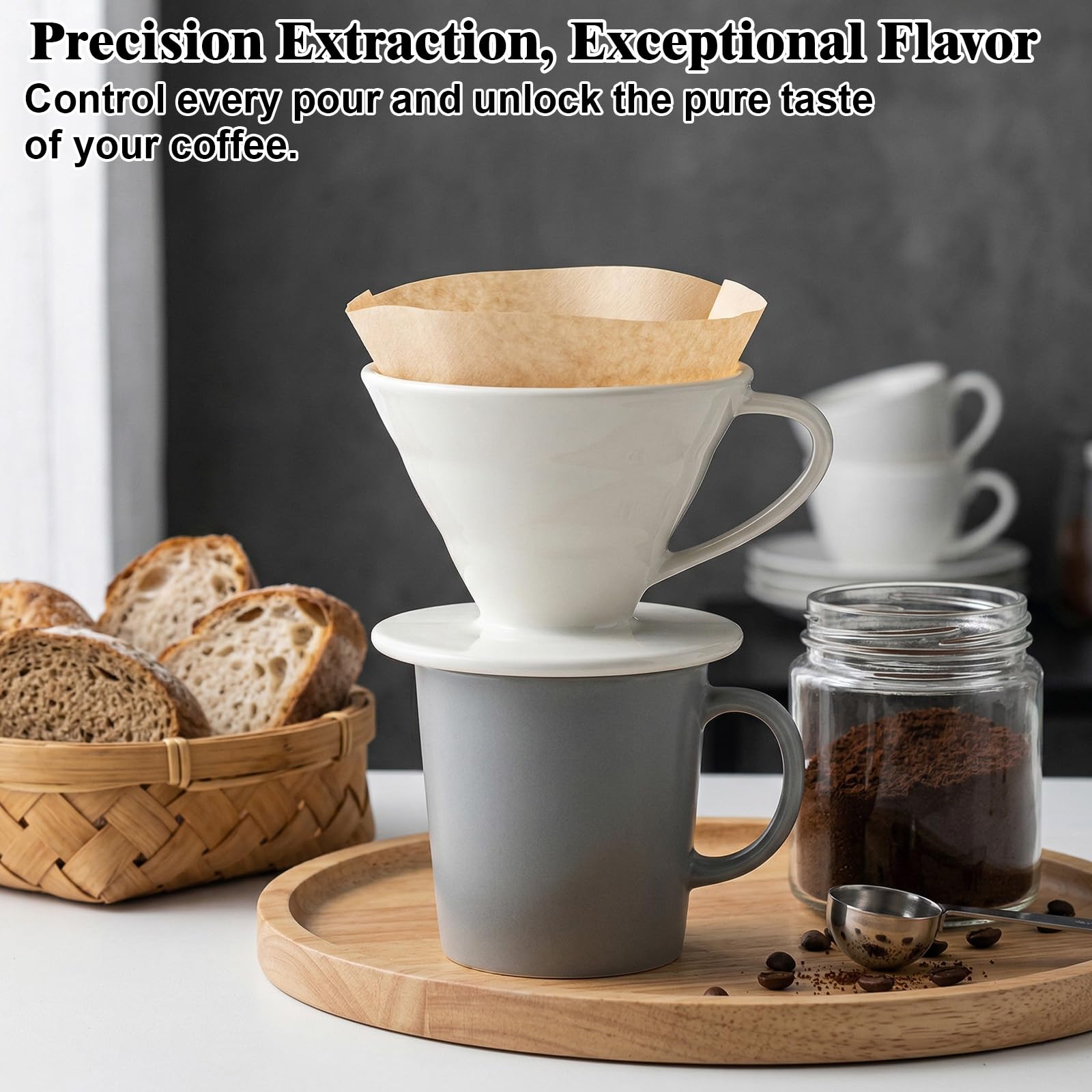 filtr do kawy porcelanowy rozmiar 4, filtr do kawy rozmiar 4 na filtry 1x4, trwały uchwyt na filtry do kawy z porcelany do domu, kawiarni, restauracji, prezent dla mamy, taty, przyjaciół