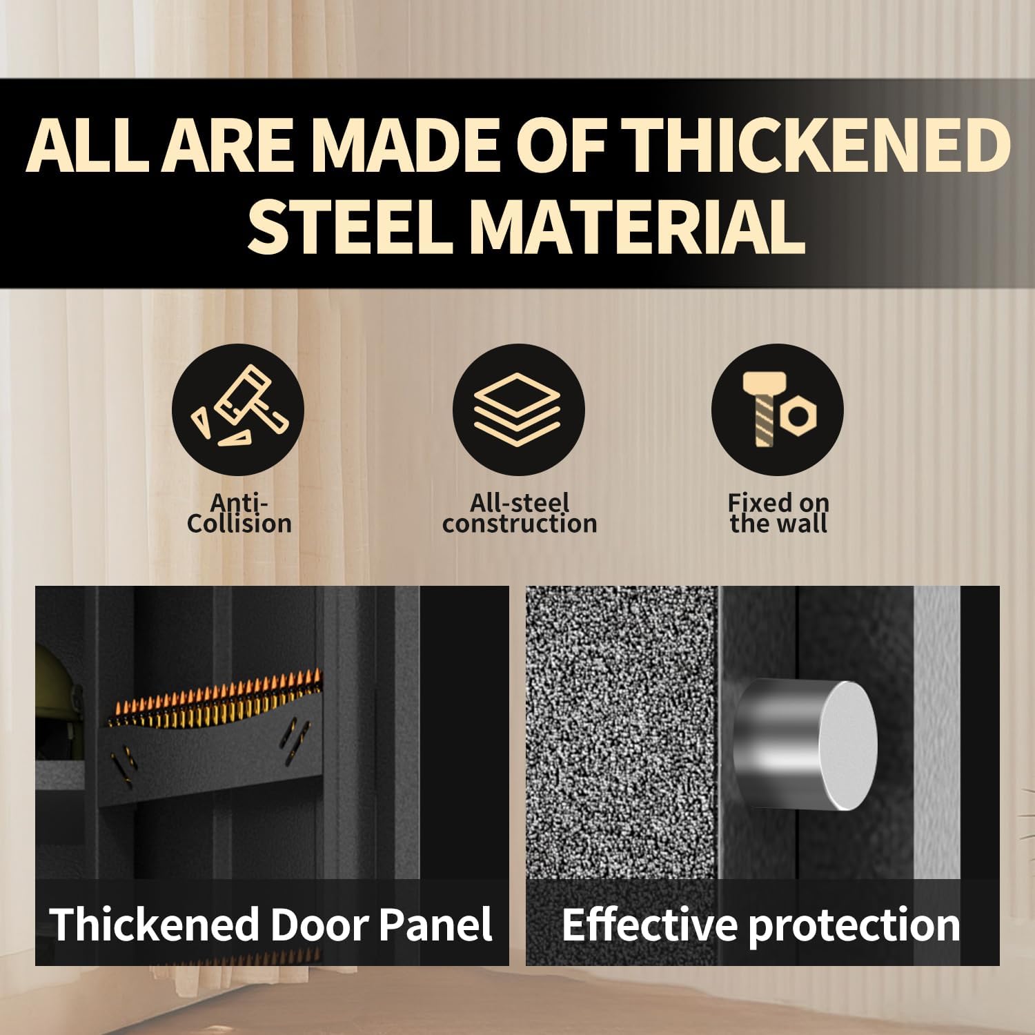 8-12 Gun Safe for Rifles and Pistols,No Assembly Required Gun Cabinet, Digital Keypad Large Gun Safe, Rifles Safe for Home with Removable Shelves (Single Door)