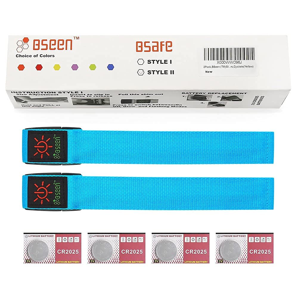 Banda para brazo 2 paquetes  (TM), led brillantes, alta visibilidad nocturna para corredores, ciclistas y aquellos que salen a pasear a su mascota, Azul, M 5