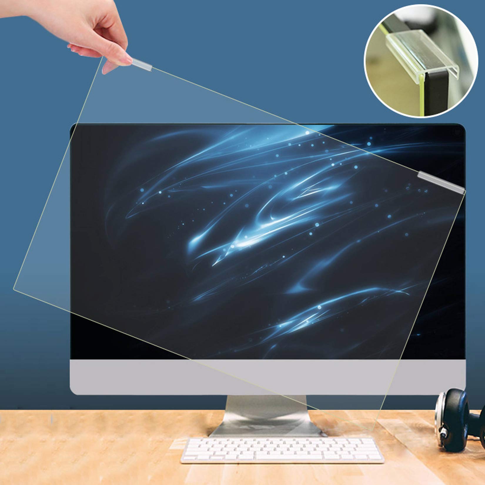 WLWLEO Pellicola salvaschermo per Computer Desktop da 22 "a 28" Pellicola Anti-Luce Blu, Allevia l'affaticamento degli Occhi, Filtro di Protezione sospeso per Lo Schermo dei Monitor,28" 635 * 370