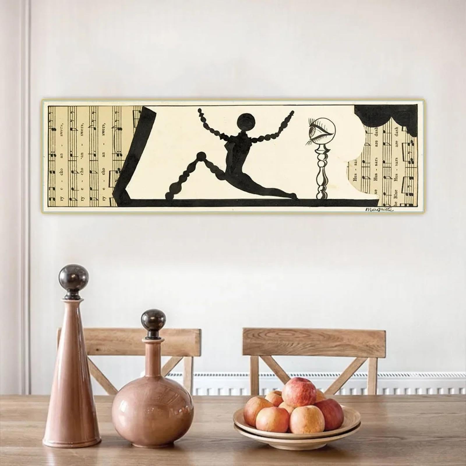 BMGKYAGL Famosi manifesti Musica (Progetto per un'intestazione di pagina), 1926" Surrealismo Tela Pittura a olio Estetica Decorazione per la casa 50x150cm Bronzo