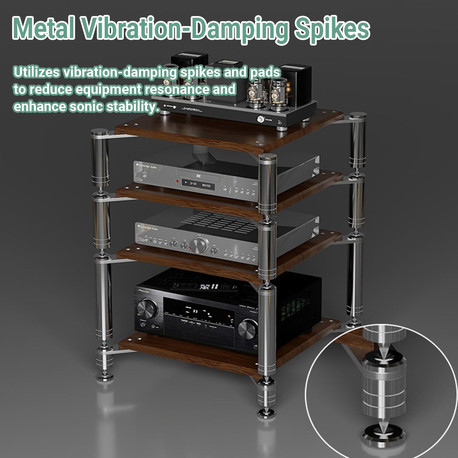 Rack audio video a 4 livelli Supporto multimediale ammortizzante Armadio stereo multifunzione Memoria a componenti aperti per Home Theater Nero Single Layer Entertainment Center
