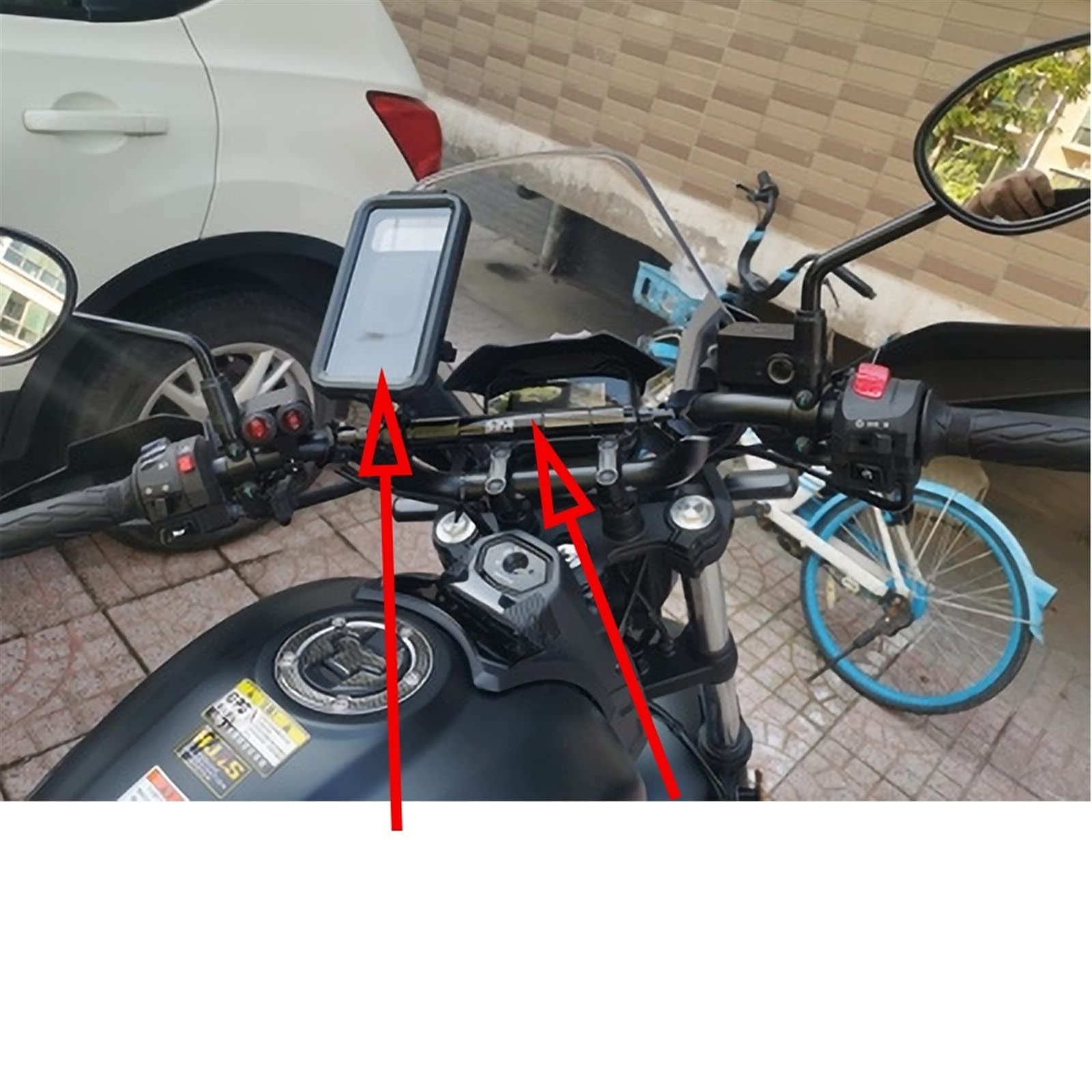 Dla HONDA CB750 HORNET Akcesoria Motocyklowe Balance Bar Kierownica Poprzeczka Uchwyt Na Telefon (Kolor : Long blue, Rozmiar : 1)