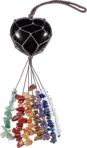 Miniatura 3 de rockcloud Adorno colgante de obsidiana negra hecho a mano con dije de corazón curativo para yoga, meditaiton, Fengshui decoración de ventana