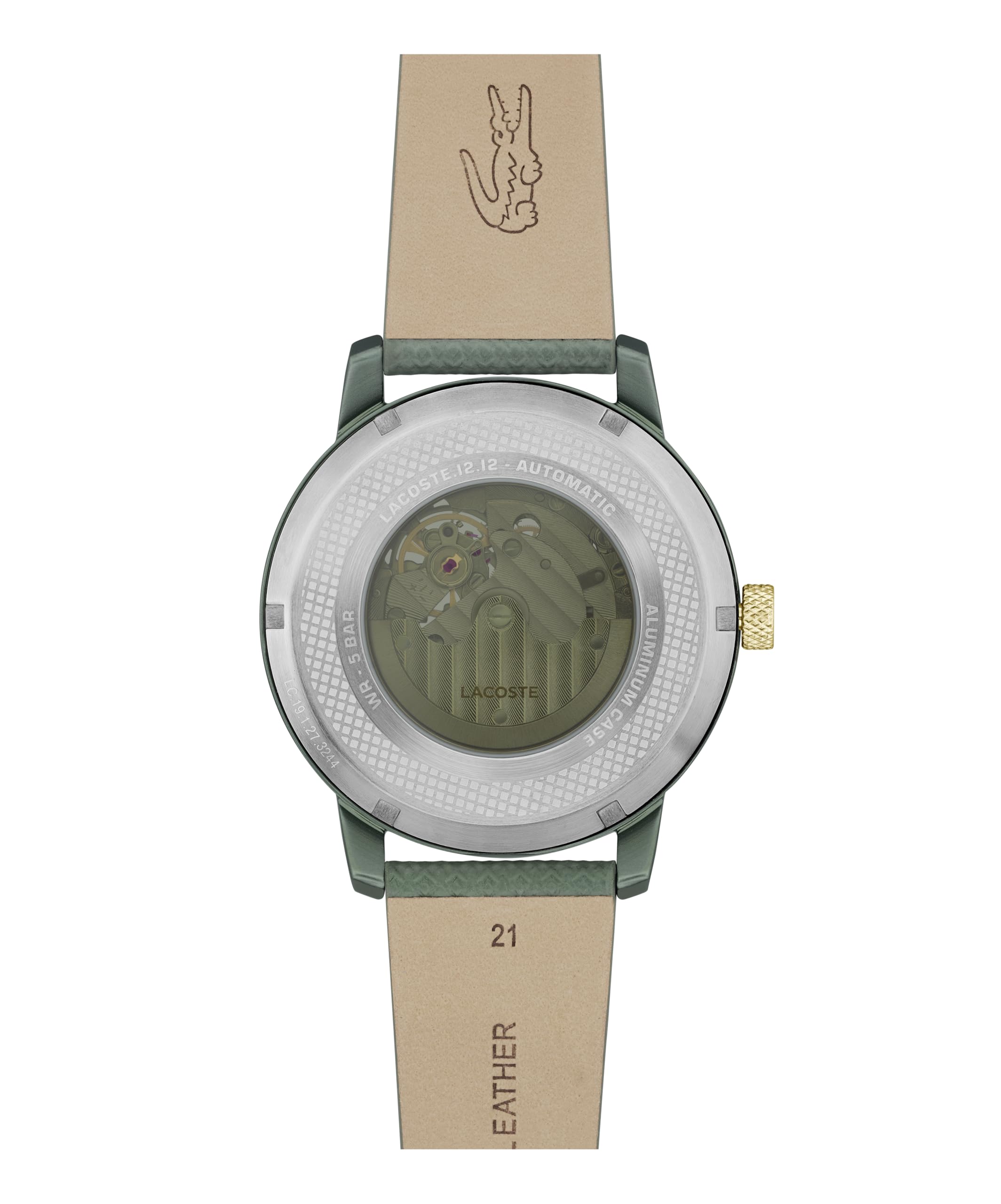 Lacoste.12.12 Men's Automatic Watch - Sporty Leather Strap - Water Resistant up to 5ATM/50 Meters - Self-Winding - Premium Fashion Timepiece - Gift for Him - 44mm