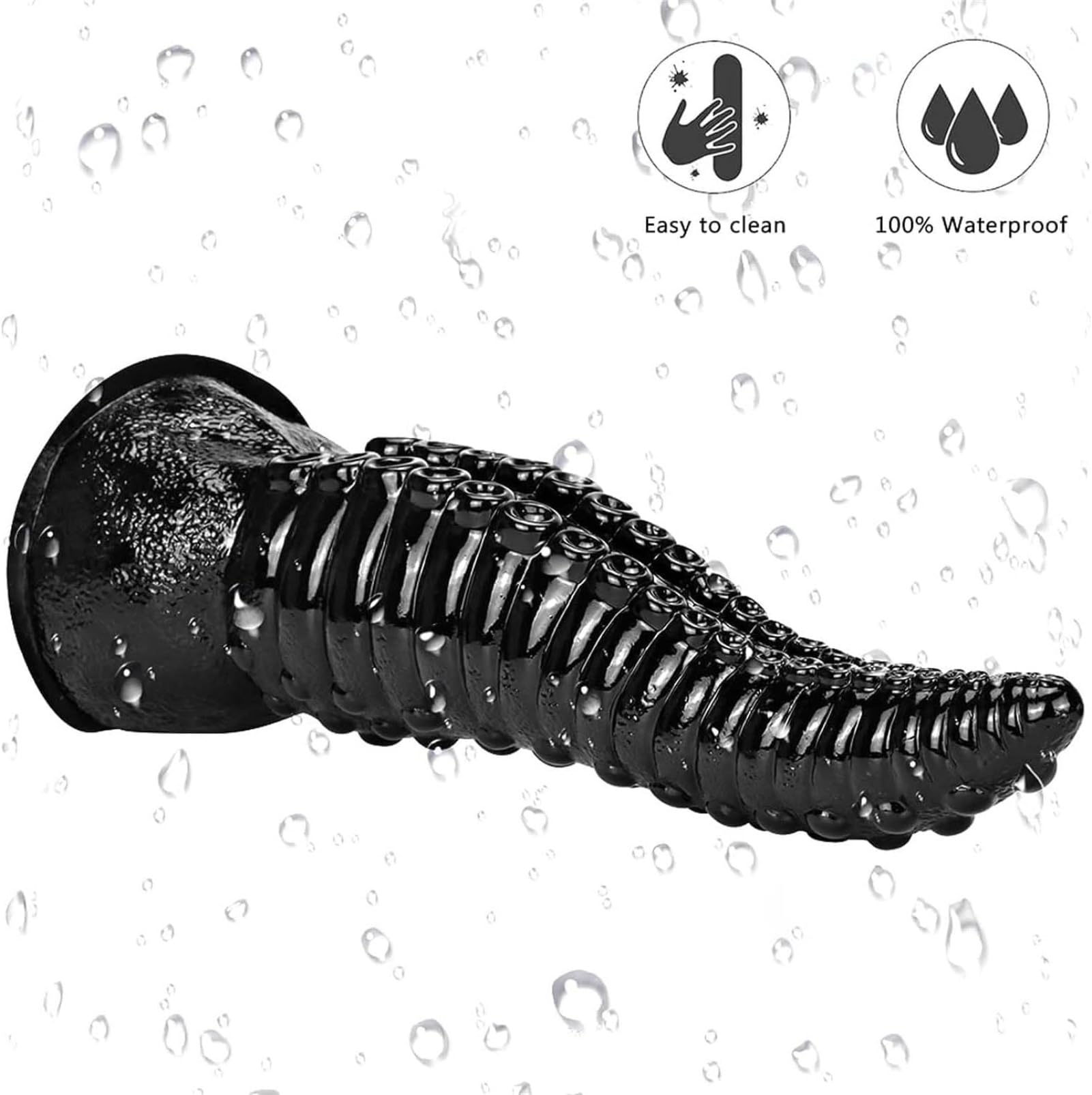 Dildo anale con tentacolo - Dildo in silicone da 35,5 cm con ventosa potente - Plug anale espansore - Giocattoli sessuali for donne(Schwarz)