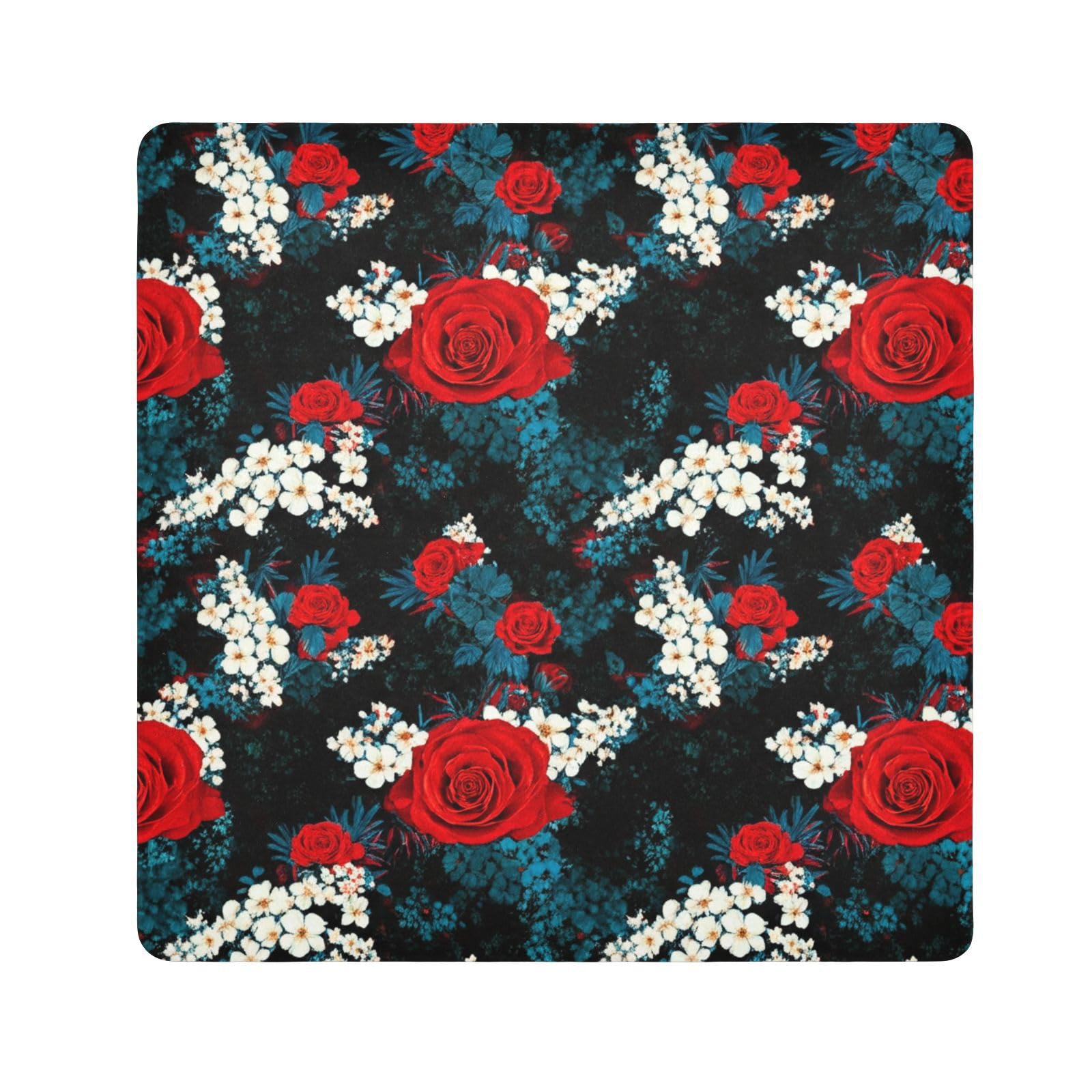 ODAWA Red Roses Self-Adhesive Cloths 13.8X13.8 Inch Cosmetic Bag Magic Cloth Magic Self-Adhesive Cloths for Camera, Lens, Laptop