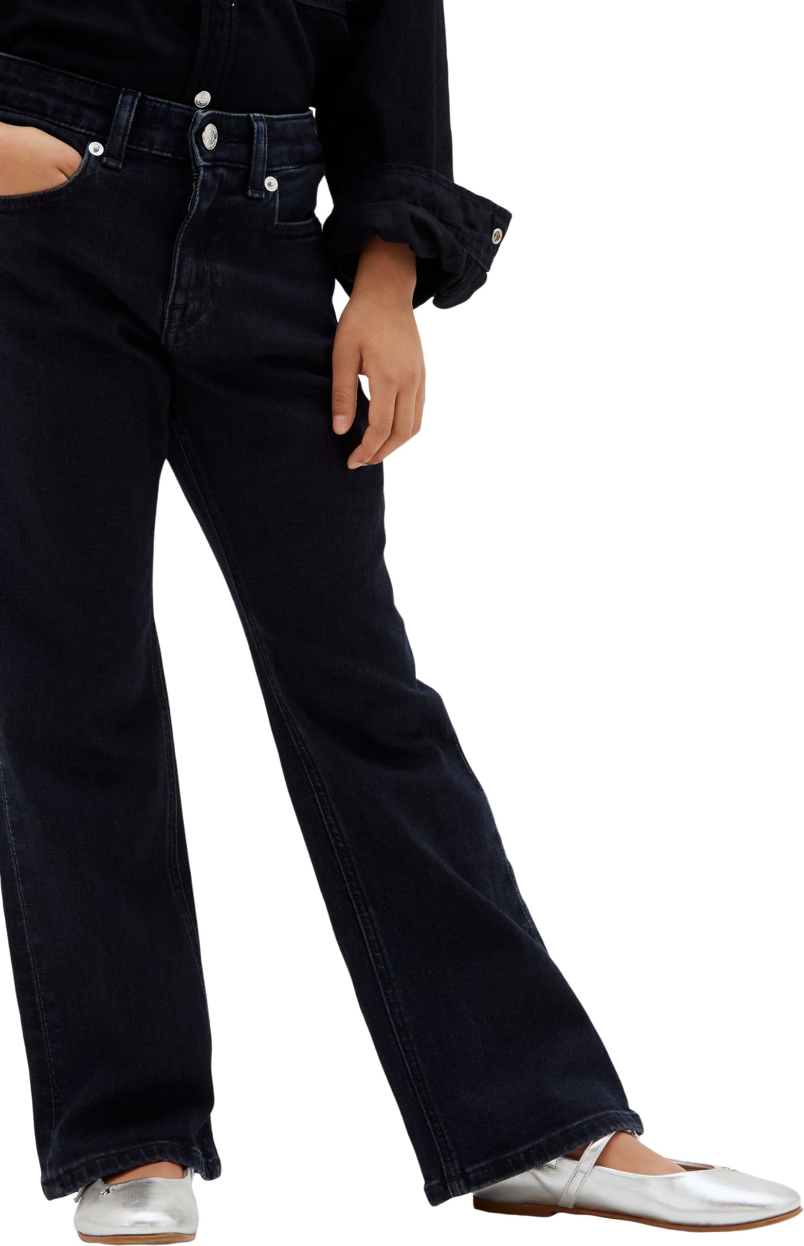 Calvin Klein Mr Flare Ess Blue Black Str Dnm Lvcksjc03g - Inne dżinsy Dziewczynki