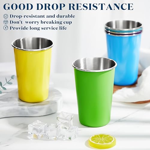 Miniatura 4 de Uiifan Vasos apilables de acero inoxidable de 16 onzas, vasos apilables de acero inoxidable, vasos de pinta para beber, vasos de metal para viajes,