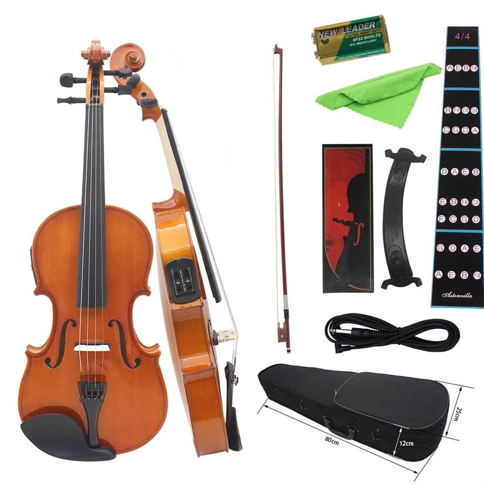Geige 4/4 Elektrische Violine Massivholz Akustische Violine Mit Bogen Fall Geige Teile Zubehör