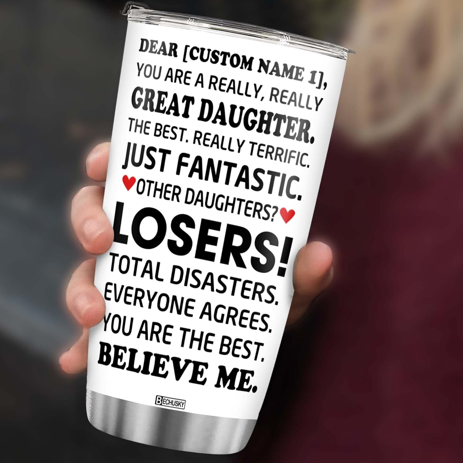 BECHUSKY Personalized Gifts for Daughter - Best Ever Mom Gifts - Mothers Day Gift - Daughter Mug & Tumbler