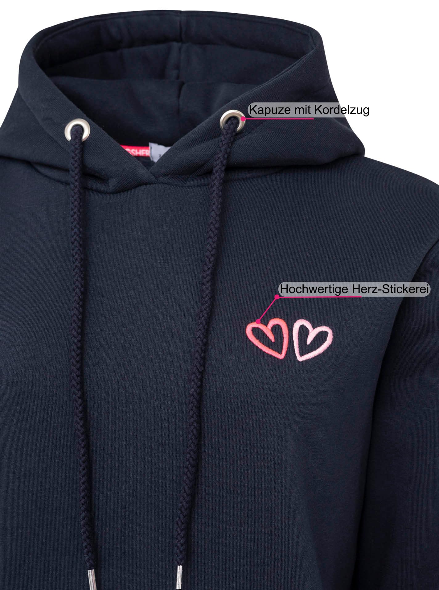 Zwillingsherz Damen Hoodie mit Kapuze – Kuscheliger Oversize Kapuzenpullover – Weicher Sweatshirt Pullover für Frauen Aufdruck – Stylischer Look für Frühling, Herbst & Winter – Loungewear Mode Herzen