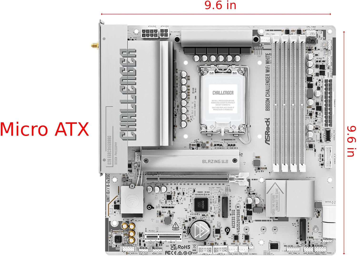 B860M Challenger WiFi White Motherboard LGA1851 Micro-ATX DDR5 WiFi 7 (90-MXBUQ0-A0UAYZ) - Scheda madre - Immagine 1