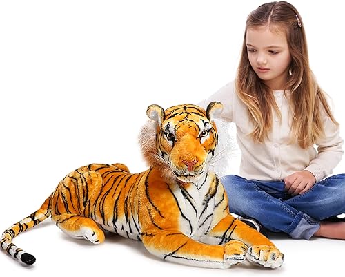 Miniatura 7 de Syhood Tigre grande de peluche de tigre gigante de 27 pulgadas, adecuado para regalos de cumpleaños