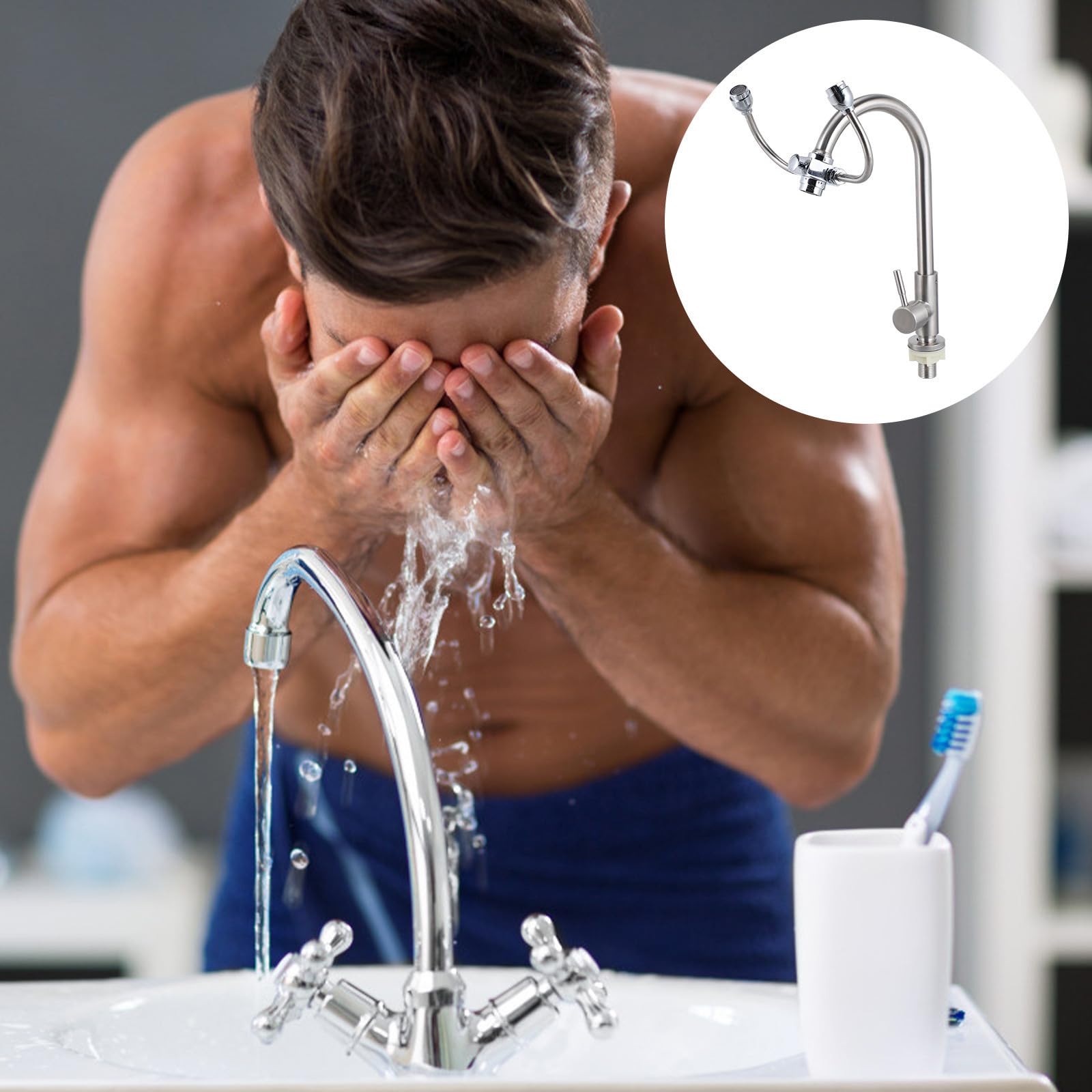 Unité de Lavage Oculaire D'urgence avec Robinet, Acier Inoxydable Argenté