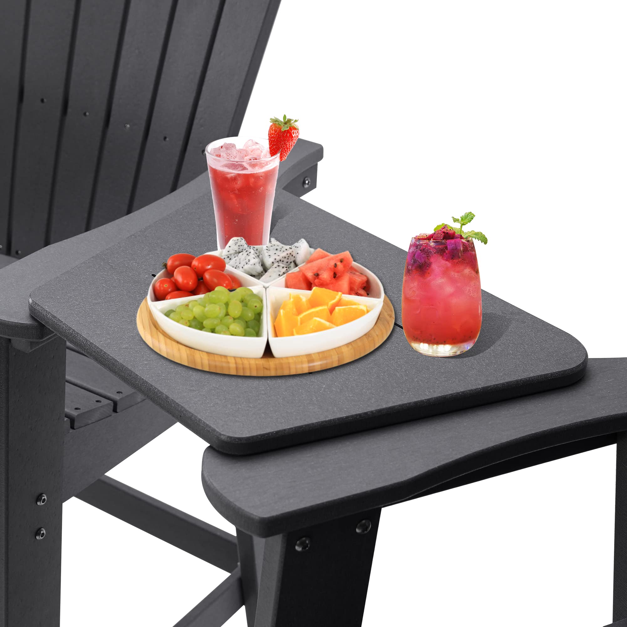 LZRS Adirondack Square Connecting Plate Side Table, Poly Lumber End Tables for Patio, Backyard,Pool, Arm Tray Table for Adirondack Chair, Easy Maintenance & Weather Resistant(Grey)