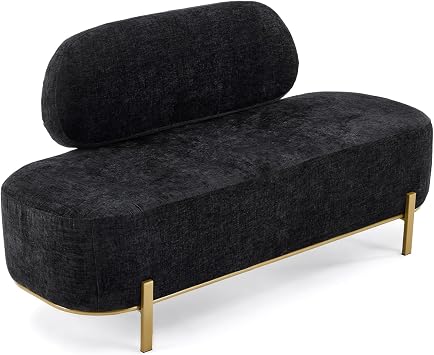 OmySalon Waiting Room Bench with Back, 55.1" Office Guest Chair, Chenille Fabric Reception Seating, Lobby Bench for Beauty Salon Barbershop Airport Bank Hall Room Conference