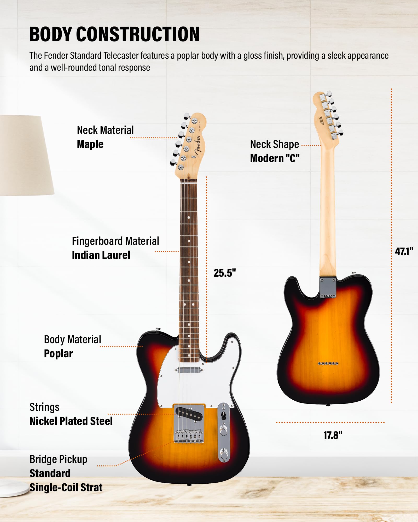 Amazon.co.jp: Fender Standard Telecaster - 3色サンバーストバンドル