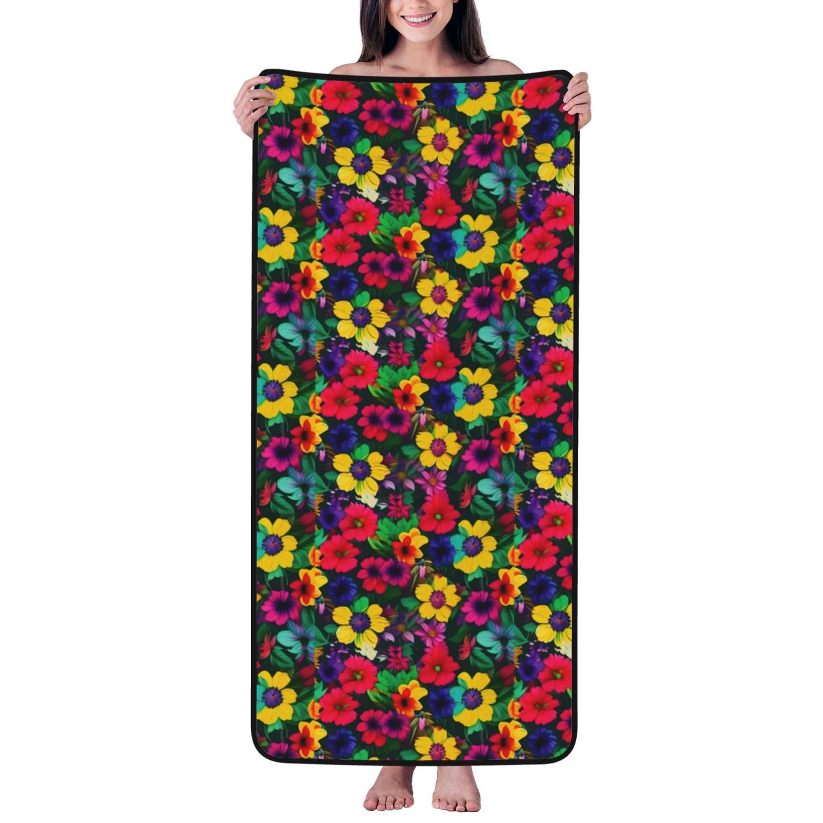 Serviette de bain arc-en-ciel en velours idéal pour plage et vacances