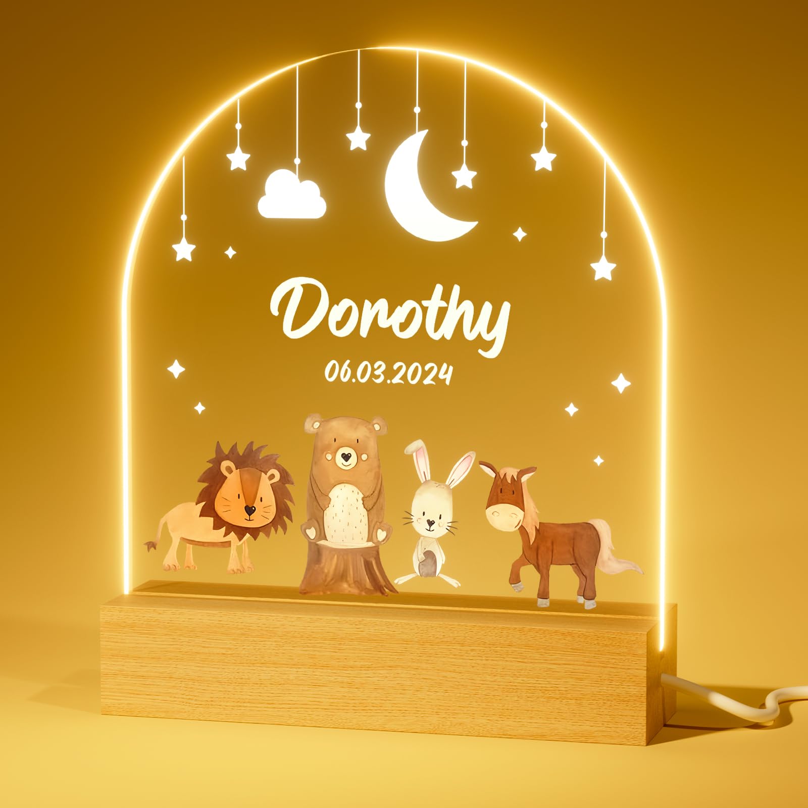 iDIY Personalised Baby Gifts - Customised Name Night Light for Baby Nursery, Custom Gifts for Girls and Boys - Starry Night