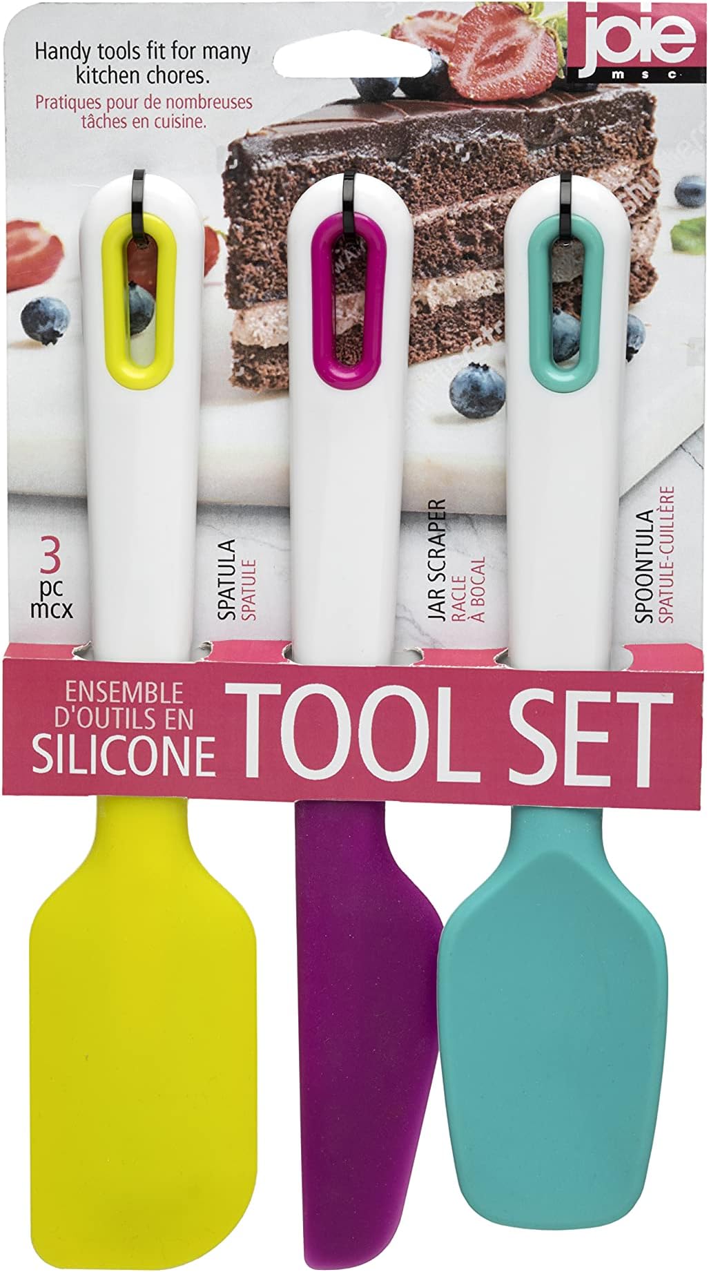 Joie Silicone Baking Spatula Set – 2-Piece Non-Scratch, BPA-Free Silicone Spatulas for Mixing, Scraping & Spreading, Multicolor