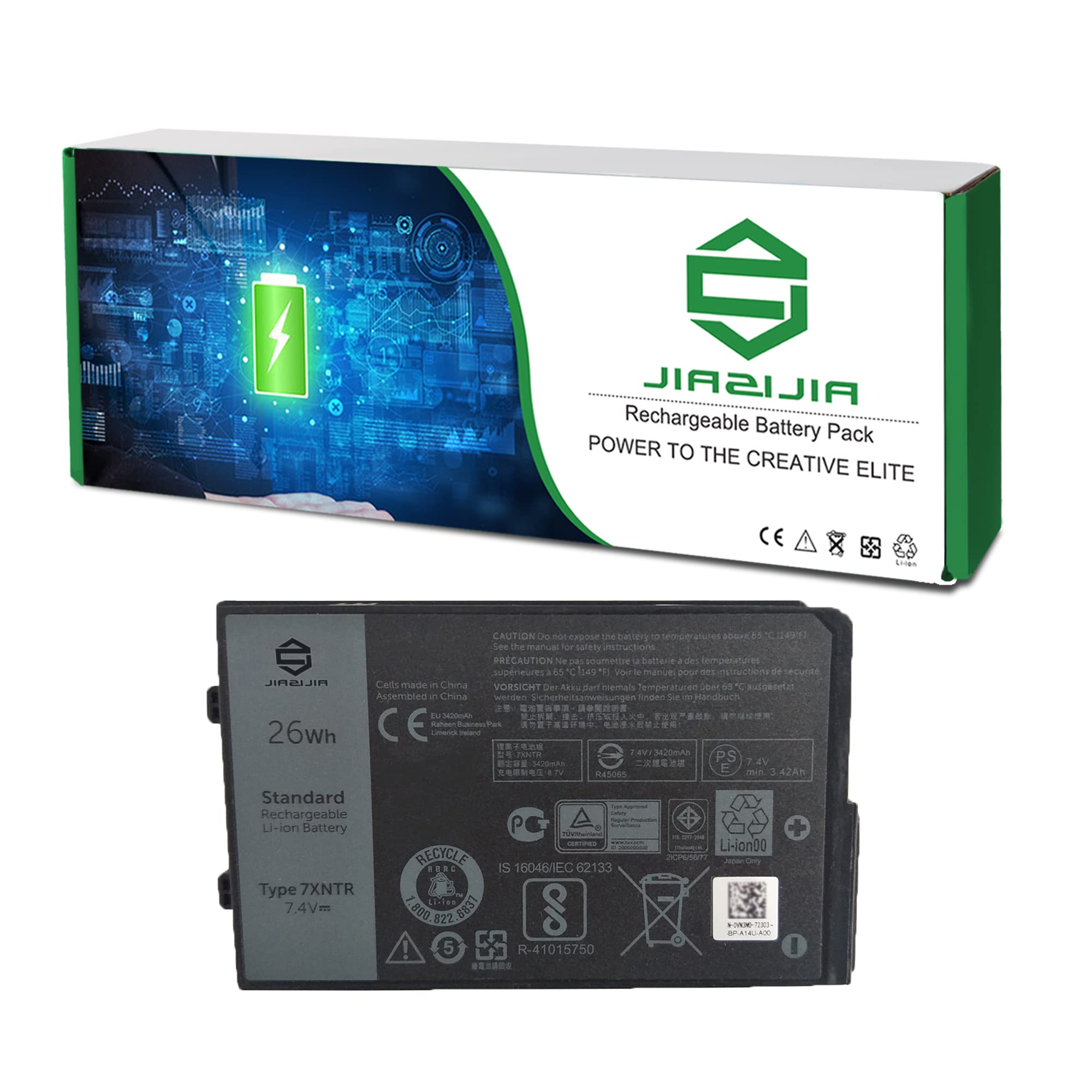 JIAZIJIA 7XNTR Laptop Battery Replacement for Dell Latitude 7202 7212 7220 Rugged Extreme Tablet Ser