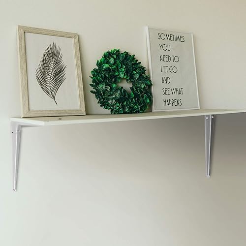 Miniatura 6 de KINJOEK Paquete de 24 soportes de estante de 10 x 12 pulgadas, estantes angulares de pared de metal resistente, soportes de estante blancos con