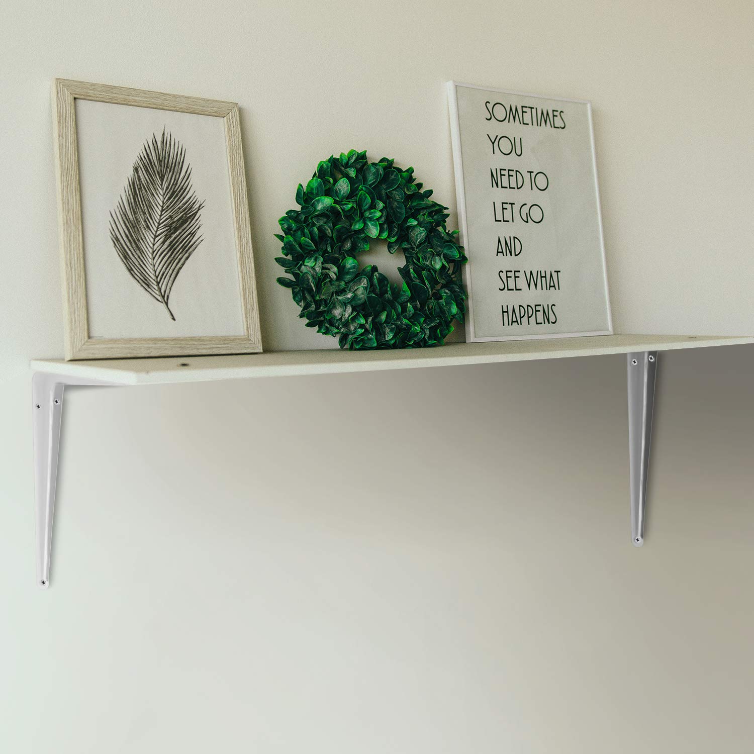 KINJOEK 24 paquetes de soportes para estantes, de metal resistente para pared y esquina, con tornillos para colgar en la pared, estantes decorativos de esquina