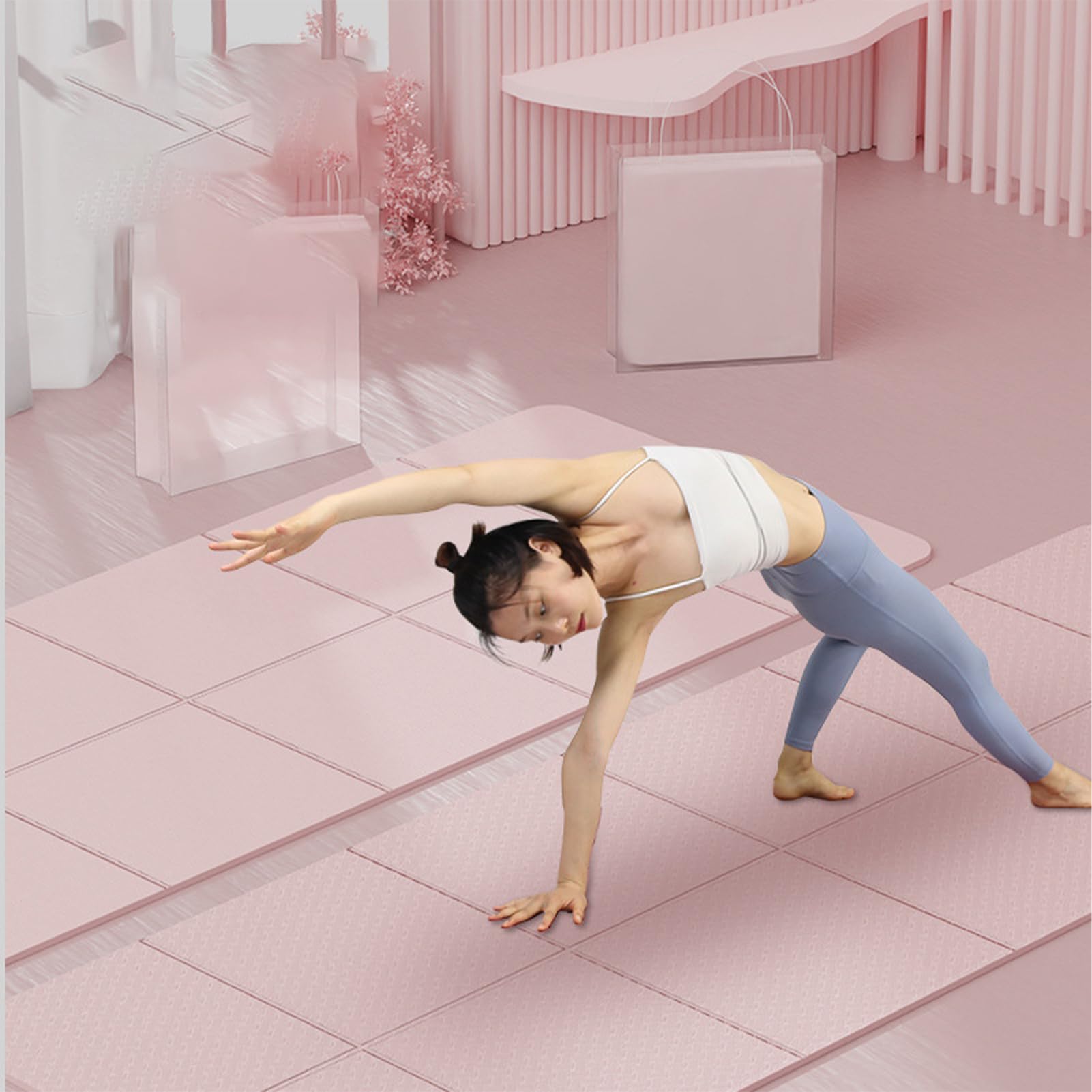 Tappetino da yoga pieghevole – 72,05 x 24 x 0,1 pollici, tappetino da ginnastica leggero | Accessori per l'allenamento a piedi nudi portatili per uomini e donne, yoga, pilates, stretching, allenamento