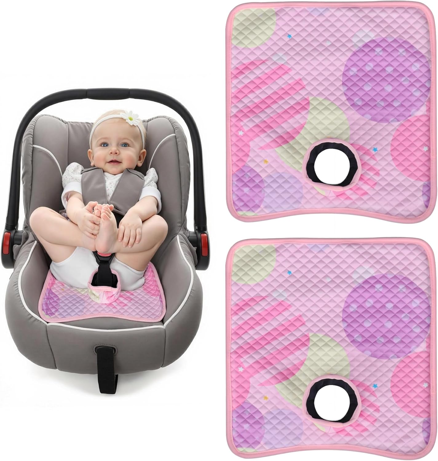 Car Seat Potty Training Protector, Waterproof Car Seat Liner with Anti-Slip Backing, Machine Washable Car Seat Cover for Baby Toddler Carseat, Stroller (Pink, 2PC)
