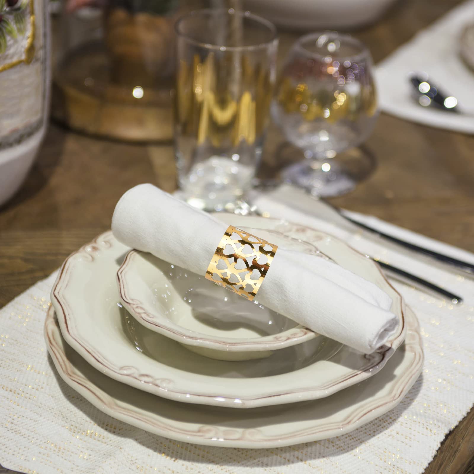 Portatovaglioli In Oro Rosa - Set Di 50, Con Fibbia A Cavo, Per Matrimoni E Eventi - Foto 5