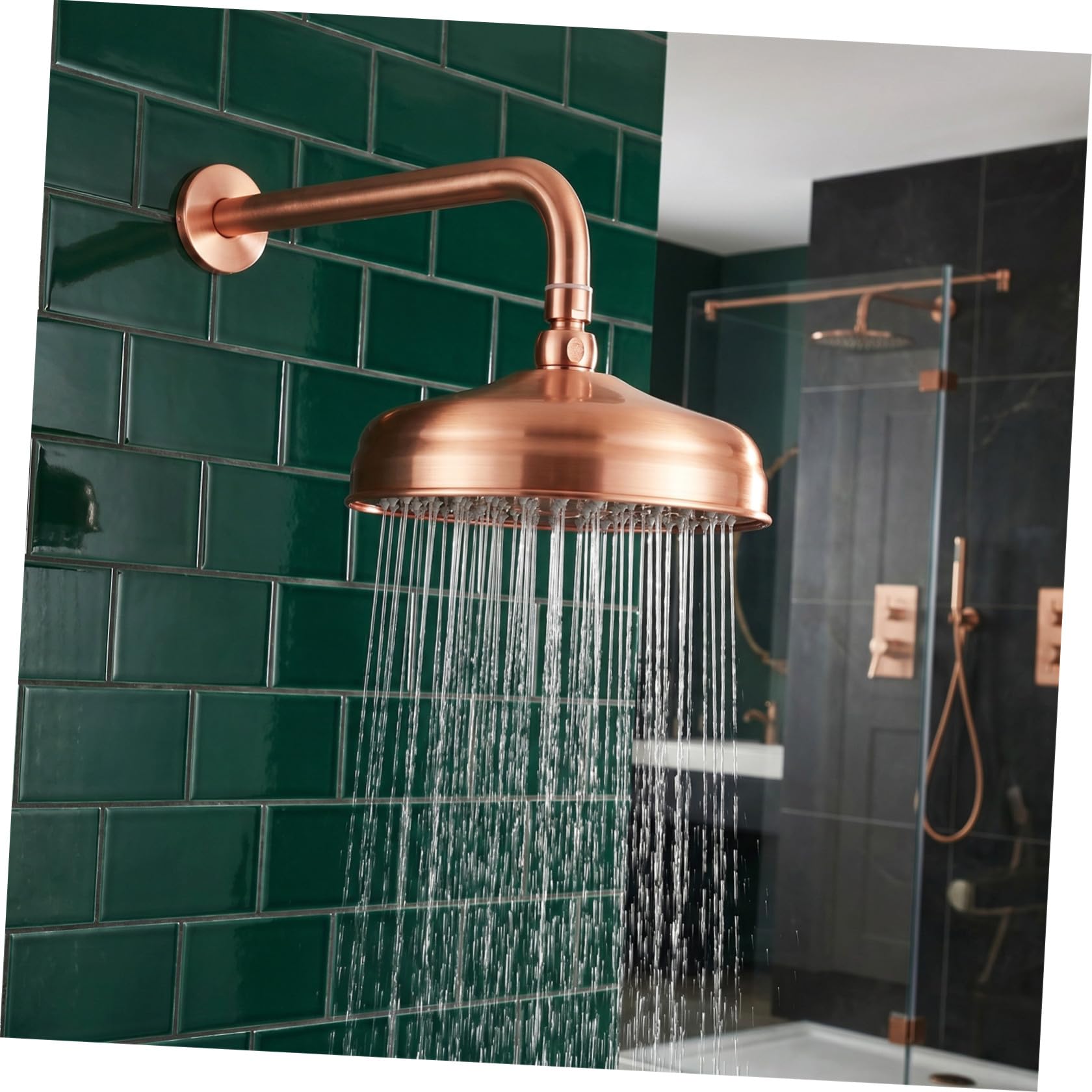 Cabezal de Ducha de Cobre Instalación Sencilla y Diseño Moderno para Baños, Rociador Retro Boquillas de Silicona y Efecto Lluvia Confortable