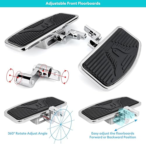 Miniatura 2 de Tablas de suelo ajustables para motocicleta con pedales delanteros para Harley Sportster 883 1200 (patrón de águila delantera)