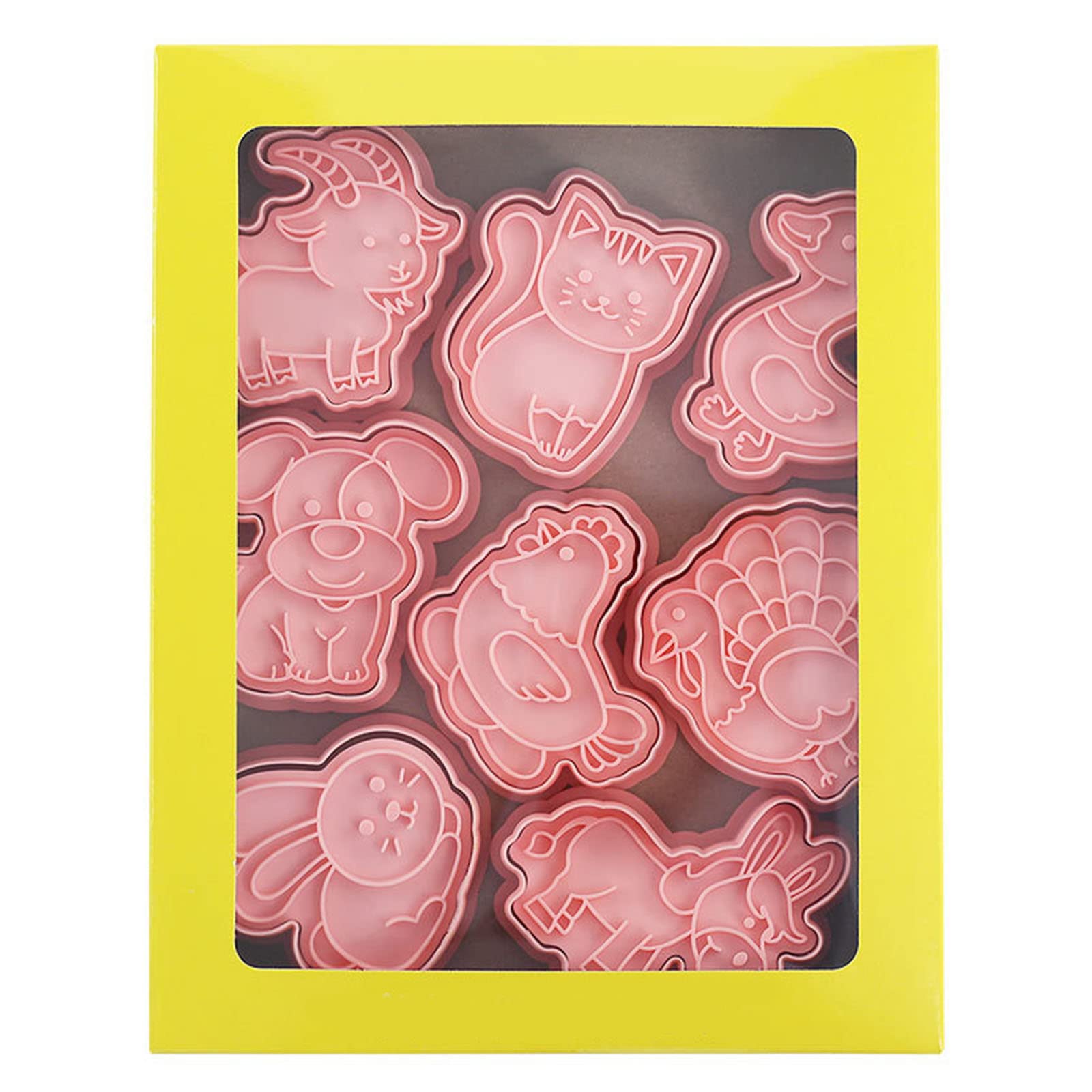 BOGEEL 8 Pieces/Set Cookie Cartoon Farm Animals Theme Pressable Biscuit Molds Cookie Stamps Kitchen Pastries Tool