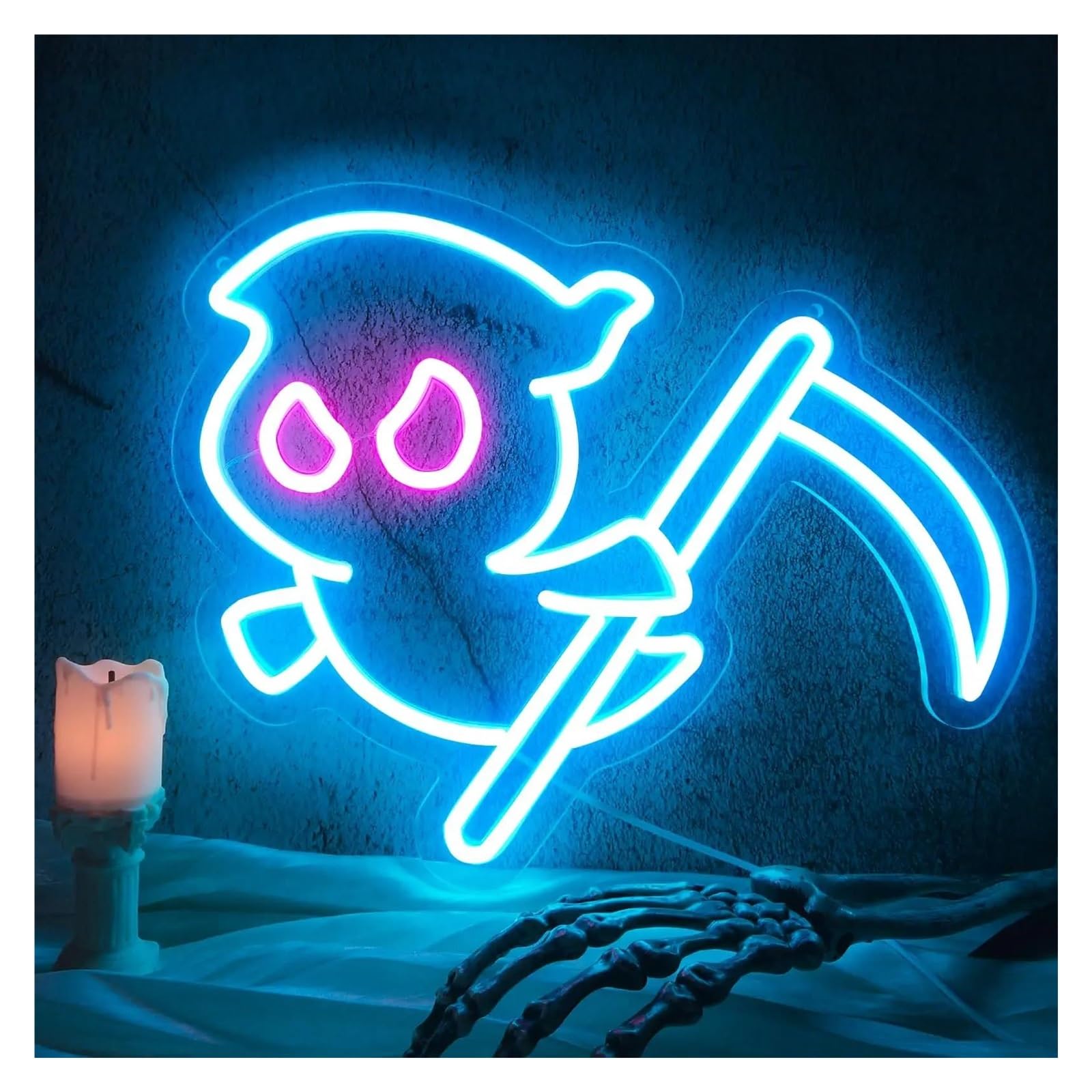 SHOUXI Sign Lamp Ghost Neon Sign for Wall Decor Ghost Shape Light USB Powered for Club Bedroom Bar Party Decoration 28cmx36cm