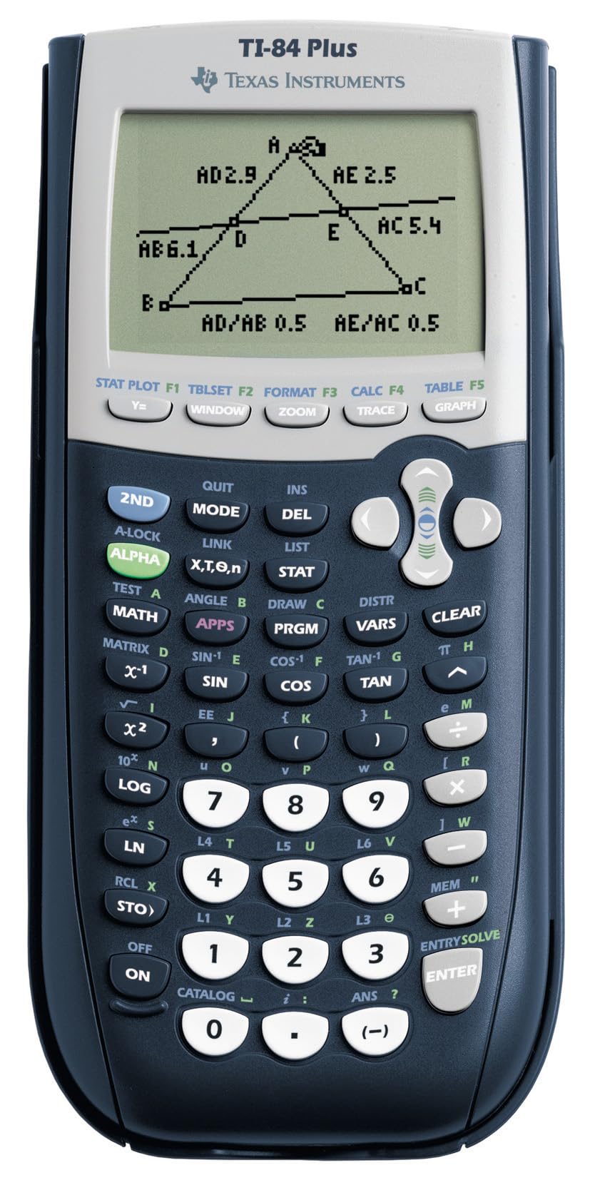 Texas Instruments TI-84 Plus Graphikrechner (8-zeilige Anzeige, Speicher, 2D-Ansichten) Dunkelblau