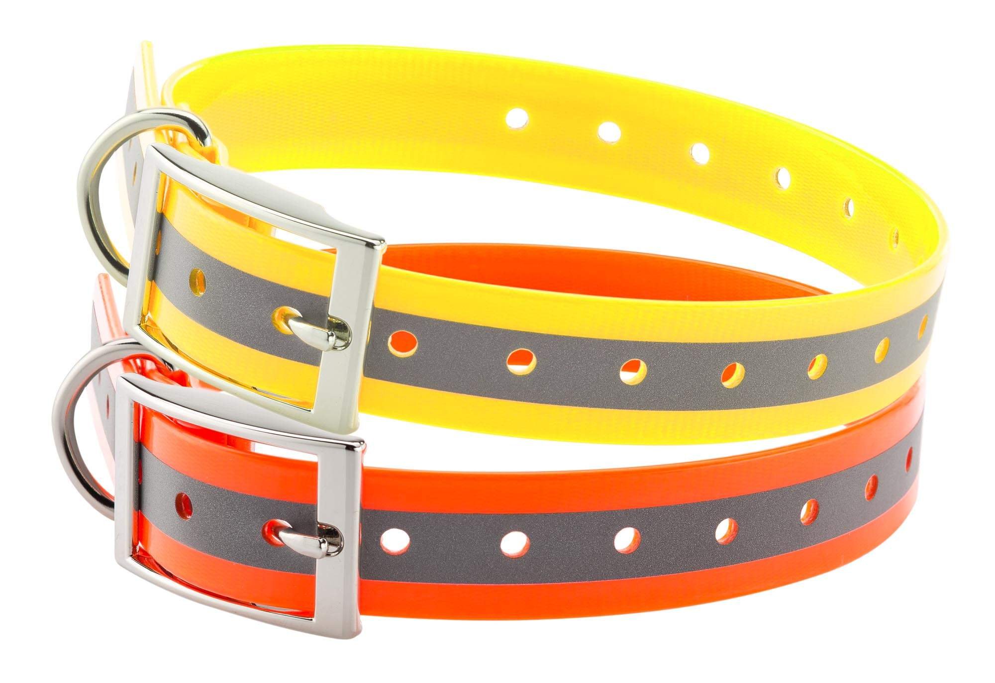 Collier polyurethane jaune reflechissant pour la securite nocturne de votre chien