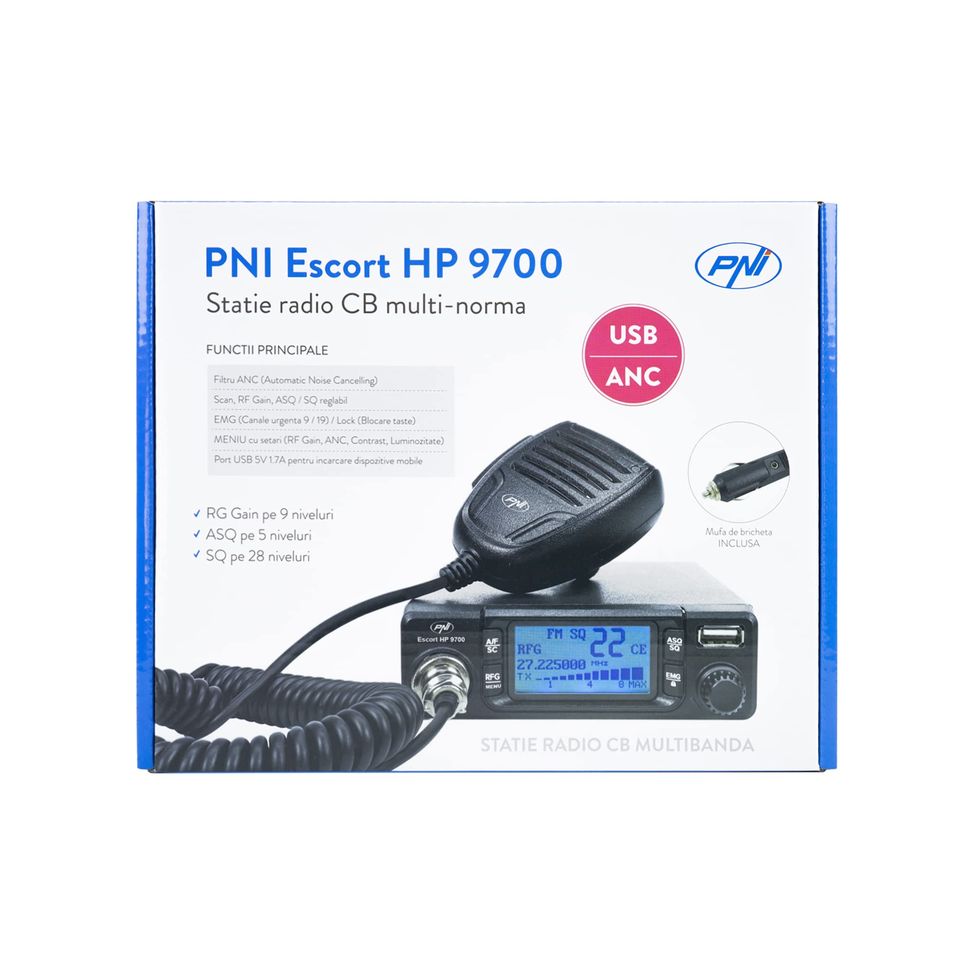Radio CB Antenne PNI Escort HP 9700 USB et CB PNI LED 2000 Socle magnétique 12V/24V