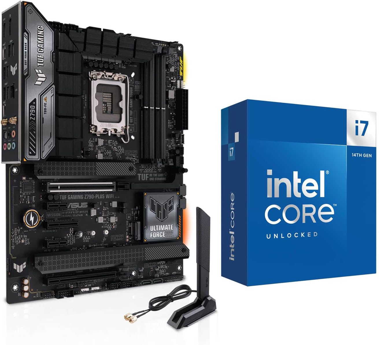 INLAND by Micro Center CPU Motherboard Intel i7-14700K 14th Gen 20-Cores LGA 1700 Desktop Processor with ASUS TUF Gaming Z790-Plus WiFi DDR5 Motherboard