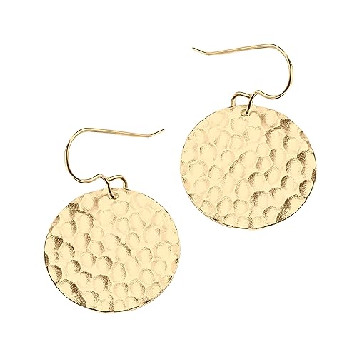 Miniatura 6 de Large Hammered Circle Disc Dangle Earrings in Silver, Gold, or Rose Gold (Sterling Silver  Teardrop)