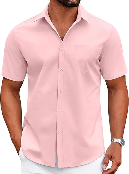 COOFANDY Mens Dress Shirts Short Sleeve Business Casual Shirts Regular Fit Casual Button Down Untucked Shirts