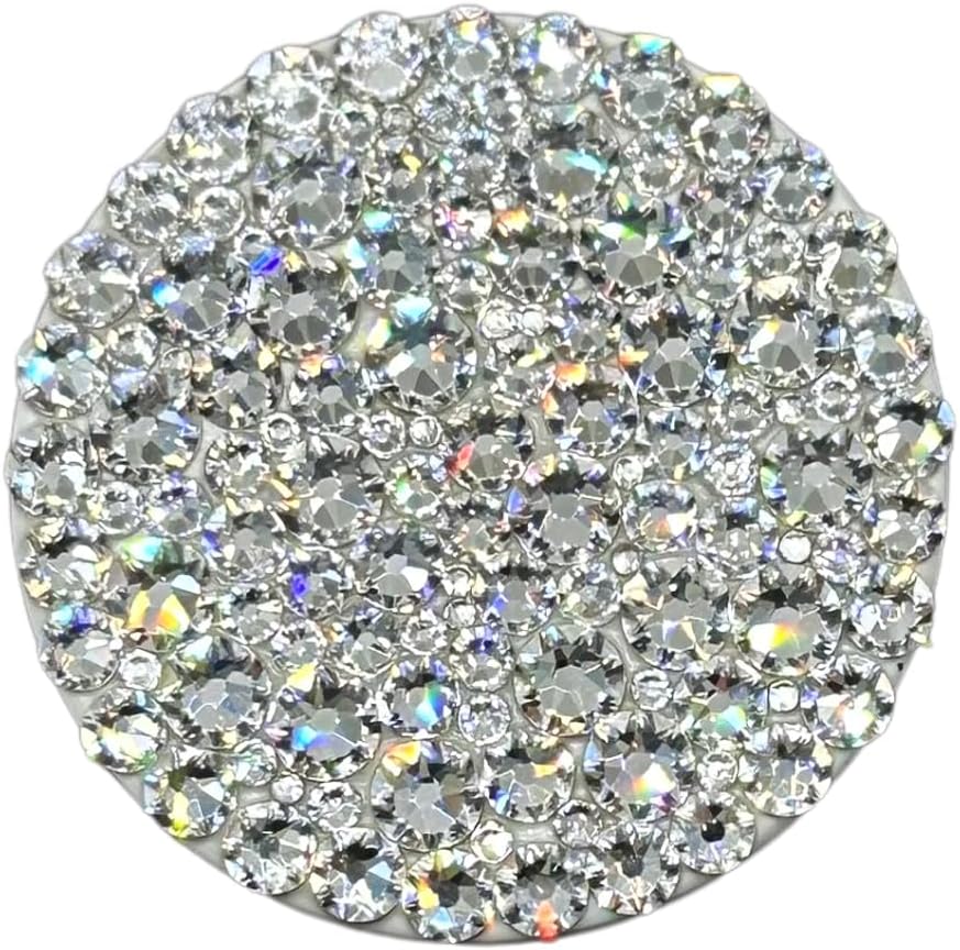 HANDMADE Bling White Phone Grip / Phone Stand made with Multi Sized Crystal Clear World Famous Authentic Austrian Crystals