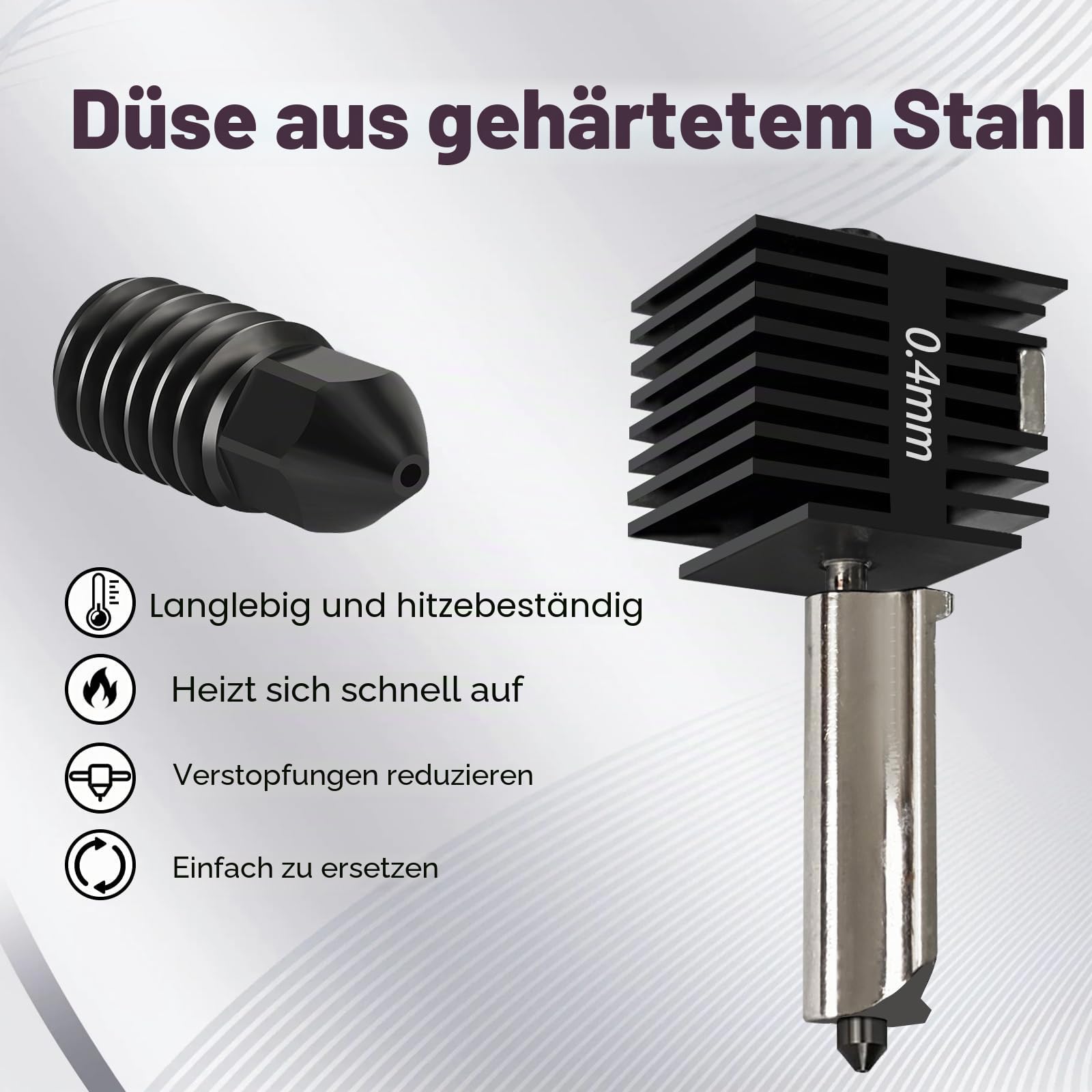 3 Stück A1/A1 MINI Hotend Kits 0.2MM 0.4MM 0.6MM gehärtete Stahldüse hitzebeständigem Extruder Hot End Druckkopf Silikon Schutzhüllen Ersatz für Bambu Lab A1/A1 MINI 3D Drucker Zubehör